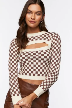 Checkered Cutout Crop Top