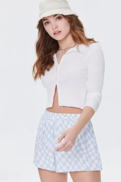 Checkered High-Rise Shorts