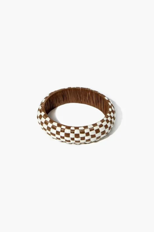Checkered Wooden Bangle Bracelet