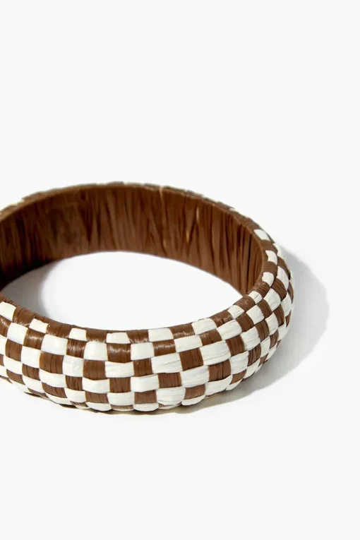 Checkered Wooden Bangle Bracelet