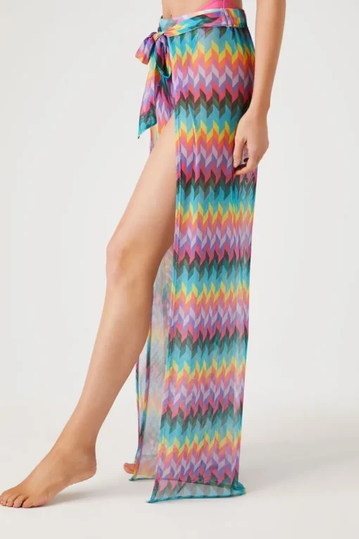 Chevron Print Swim Cover-Up Pants