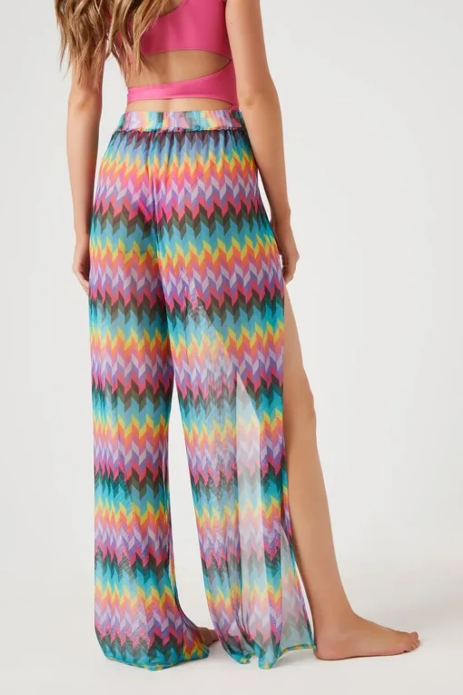 Chevron Print Swim Cover-Up Pants