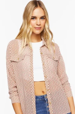 Chiffon Argyle Print Shirt