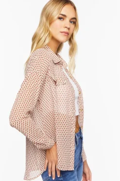Chiffon Argyle Print Shirt