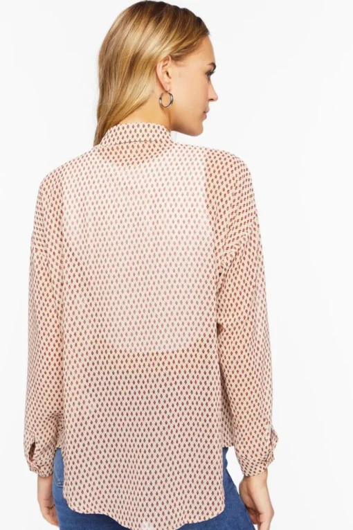Chiffon Argyle Print Shirt