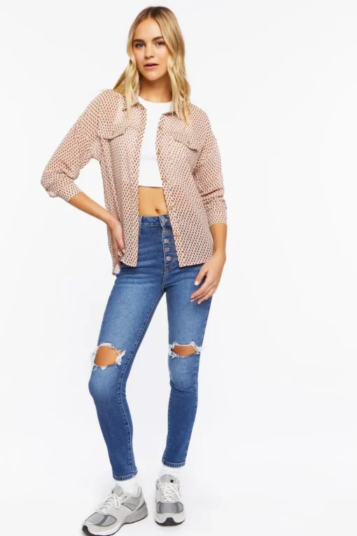 Chiffon Argyle Print Shirt