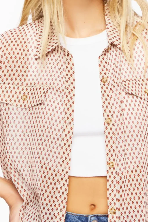 Chiffon Argyle Print Shirt