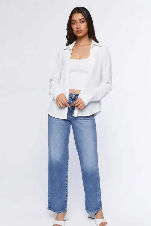 Chiffon Dolphin-Hem Shirt