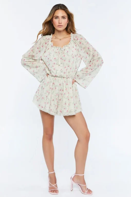 Chiffon Floral Print Romper