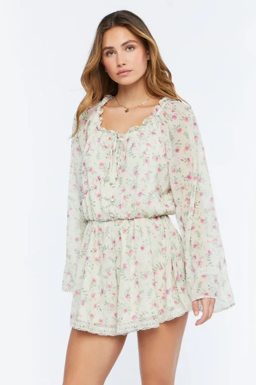 Chiffon Floral Print Romper