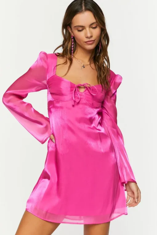Chiffon Tie-Front Mini Dress