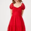 Clip-Dot Fit & Flare Dress