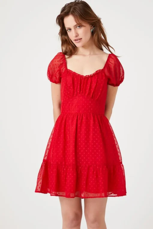 Clip-Dot Fit & Flare Dress