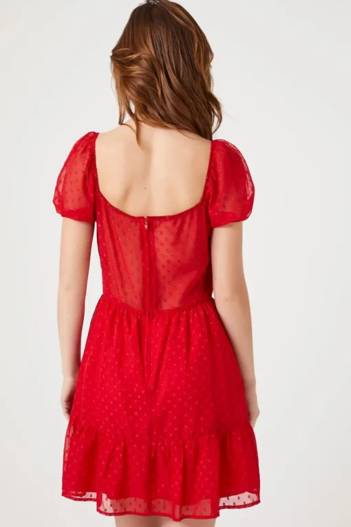 Clip-Dot Fit & Flare Dress
