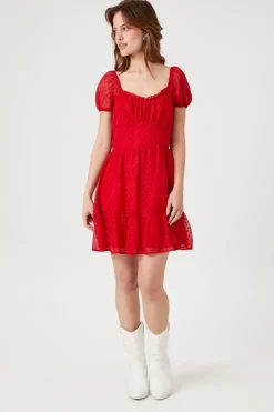 Clip-Dot Fit & Flare Dress