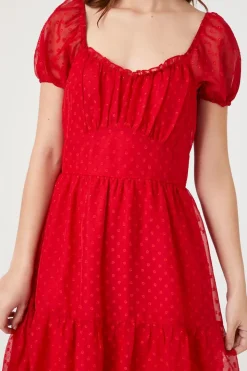 Clip-Dot Fit & Flare Dress