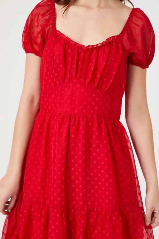 Clip-Dot Fit & Flare Dress