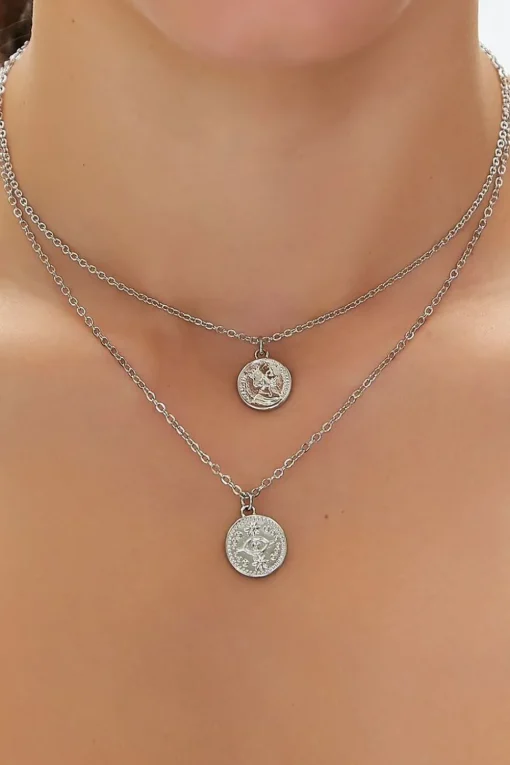 Coin Pendant Layered Necklace