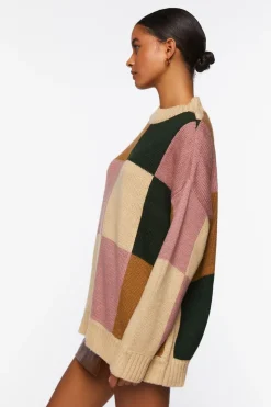 Colorblock Mock Neck Sweater