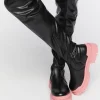 Colorblock Over-The-Knee Lug-Sole Boots