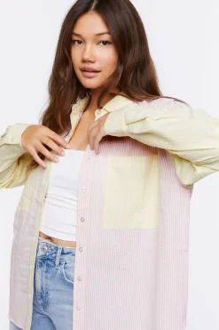 Colorblock Pinstriped Shirt