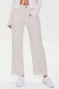Corduroy Frayed Wide-Leg Pants