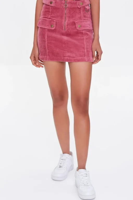 Corduroy O-Ring Mini Skirt