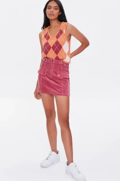 Corduroy O-Ring Mini Skirt
