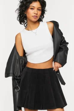 Corduroy Pleated Mini Skirt