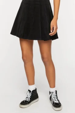 Corduroy Pleated Mini Skirt