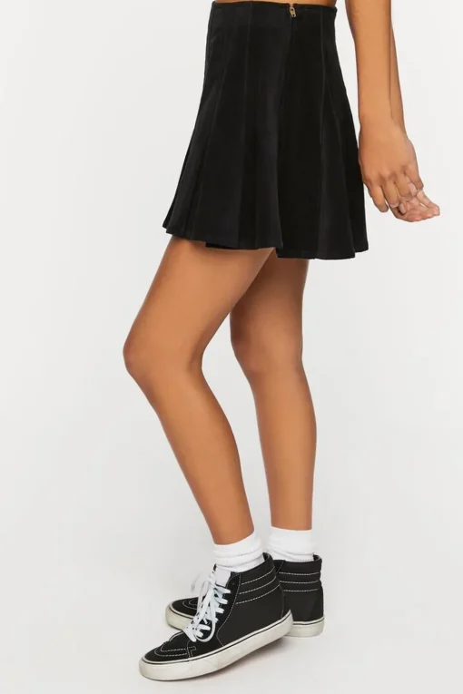 Corduroy Pleated Mini Skirt