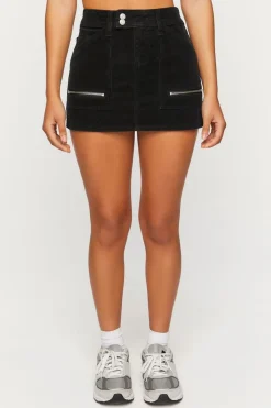 Corduroy Zipper Mini Skirt