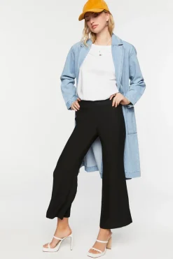 Crepe Flare-Leg Pants