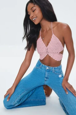 Crochet Butterfly Halter Crop Top