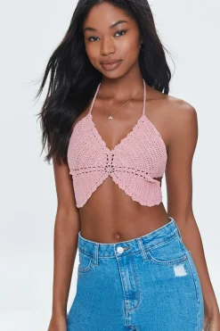 Crochet Butterfly Halter Crop Top