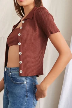 Cropped Cami & Shirt Set