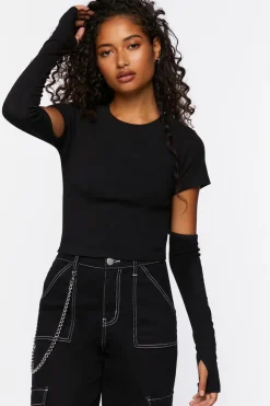 Cropped Cutout-Sleeve Baby Tee