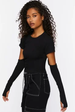 Cropped Cutout-Sleeve Baby Tee
