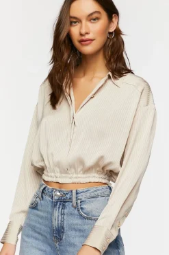 Cropped Satin Shirt