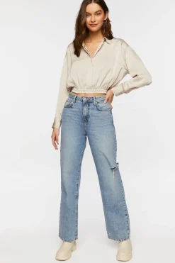 Cropped Satin Shirt