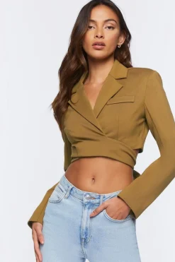 Cropped Tie-Back Blazer Top