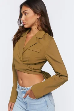 Cropped Tie-Back Blazer Top
