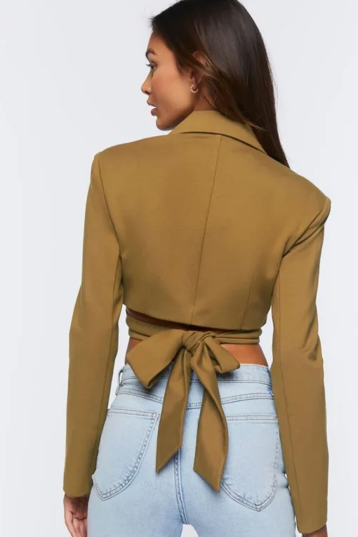 Cropped Tie-Back Blazer Top