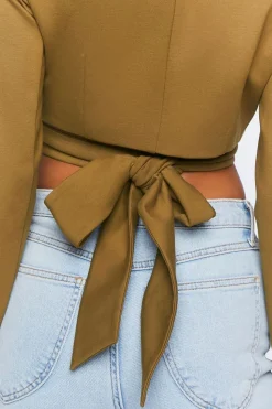 Cropped Tie-Back Blazer Top