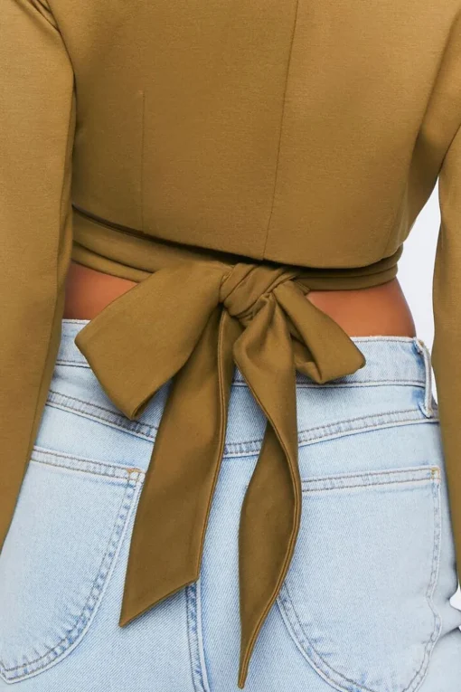 Cropped Tie-Back Blazer Top