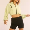 Cropped Zip-Up Windbreaker Jacket