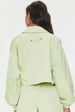 Cropped Zip-Up Windbreaker Jacket