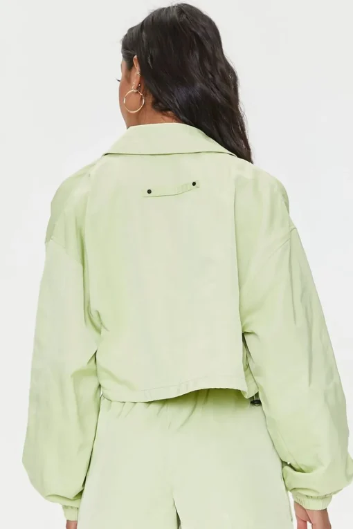 Cropped Zip-Up Windbreaker Jacket