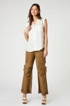 Curved-Hem Patch Pocket Top