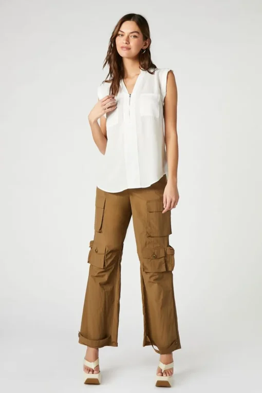 Curved-Hem Patch Pocket Top